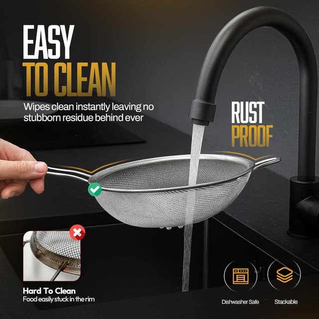 Thumbnail 6 de ELEEN Premium Stainless Steel Strainers 3-Piece Set