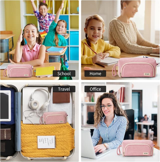 Thumbnail 6 de KALIDI Corduroy Pencil Case with Multi Pockets (8.3 x 3.5 x 4 in)