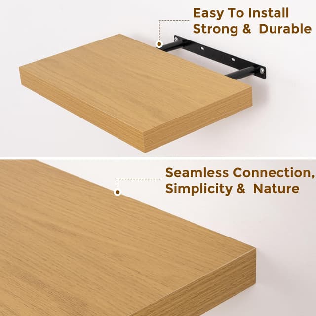 Detalle de Floating Shelves for Wall 90CM Rustic Wood Set of 2 with Invisible Brackets