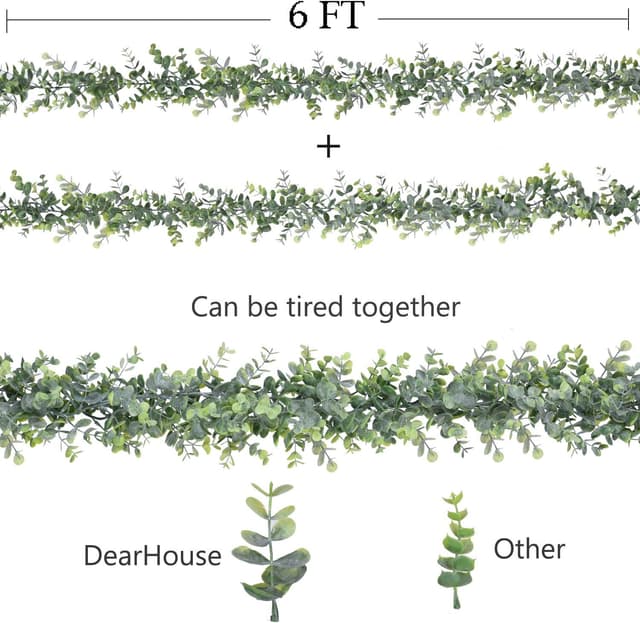 Detalle 2 de DearHouse Faux Eucalyptus Garland 6 ft, 2-Pack