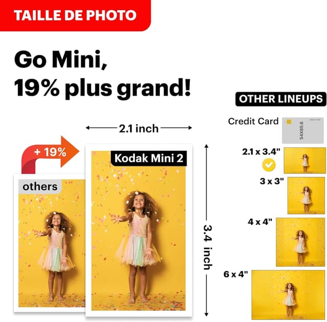 Detalle de KODAK Mini Shot 2 Retro : appareil photo instantané numérique 2-en-1 avec imprimante Bluetooth