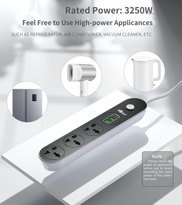 Thumbnail 4 de Hulker Extension Lead 3-way with 3 USB ports 1.6 m 🪫