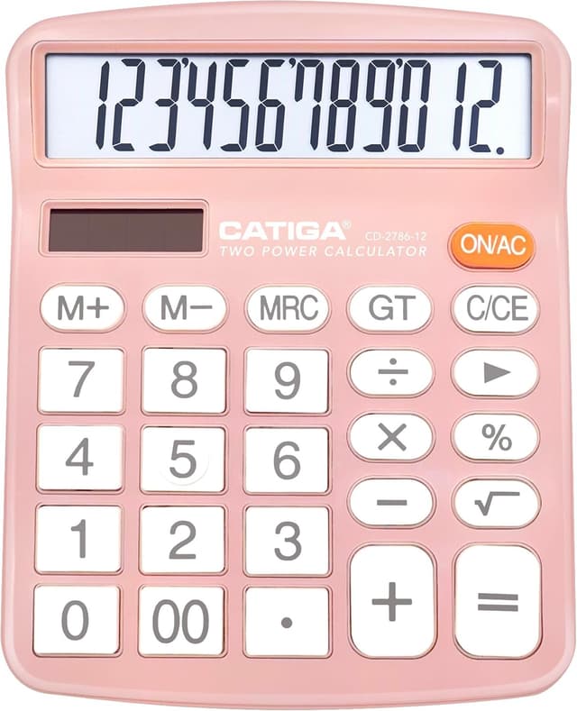 Detalle de CATIGA CD-2786 12-digit desktop calculator with large LCD and dual solar/battery power