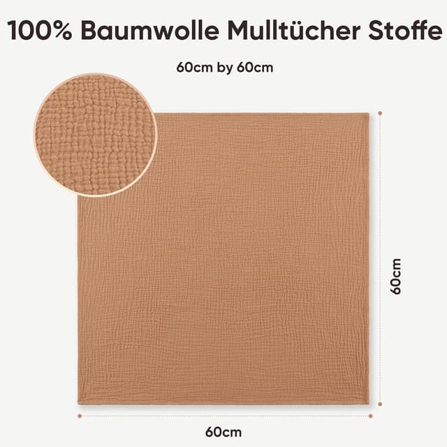 Detalle 2 de Bearmoss Moltontücher Baby Musselin 6er 60x60