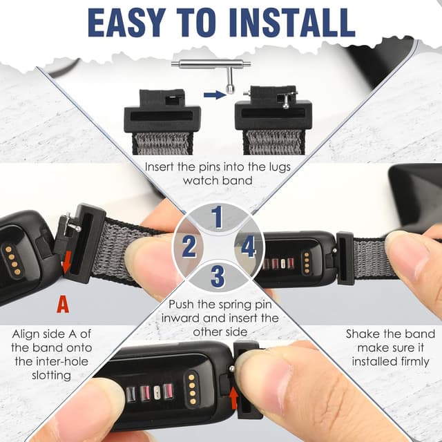 Detalle de Nylon Sport Loop Straps replacement for Fitbit Inspire 3/2, Inspire HR/Inspire and Ace 2/Ace 3