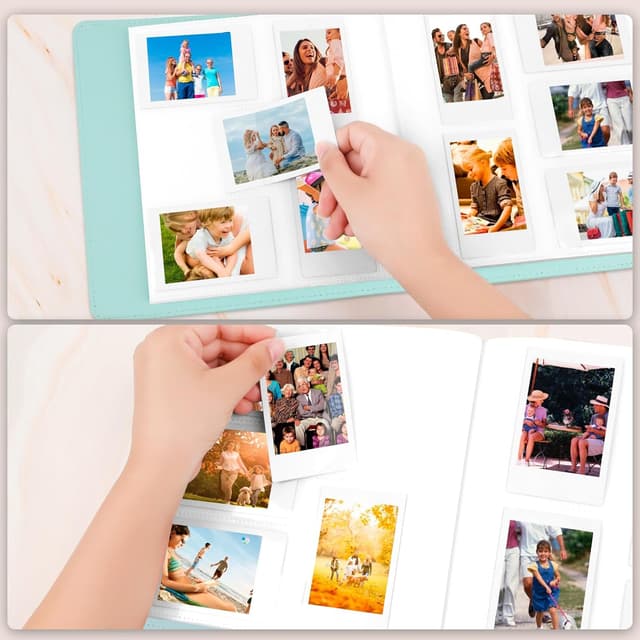Detalle de 360-Fach Fotoalbum für Fujifilm Instax Mini & Polaroid Snap – 86x54-mm Sofortbildalbum mit transparenter Hülle (grün)