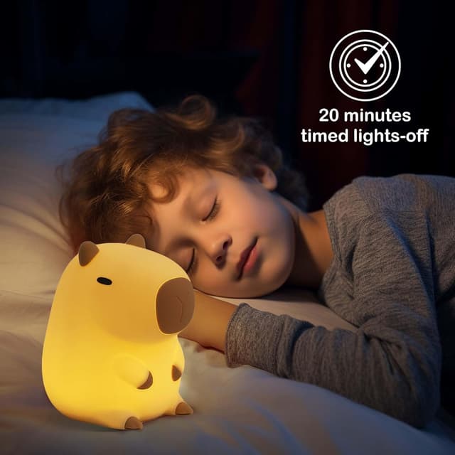 Detalle de Ammonite Capybara Nachtlicht für Kinder – USB-Touch-Leuchte aus BPA-freiem Silikon