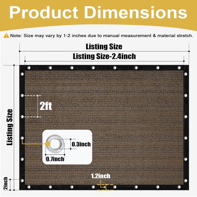 Detalle de Shade&Beyond 90% Sun Shade Cloth with Grommets (8' x 12') Pergola Shade Cover Canopy, Mocha