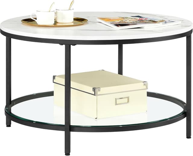 Thumbnail 6 de VASAGLE Tavolino rotondo effetto marmo