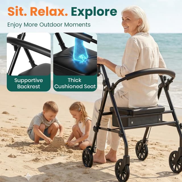 Detalle de Luckfaith LR01 folding rollator walker