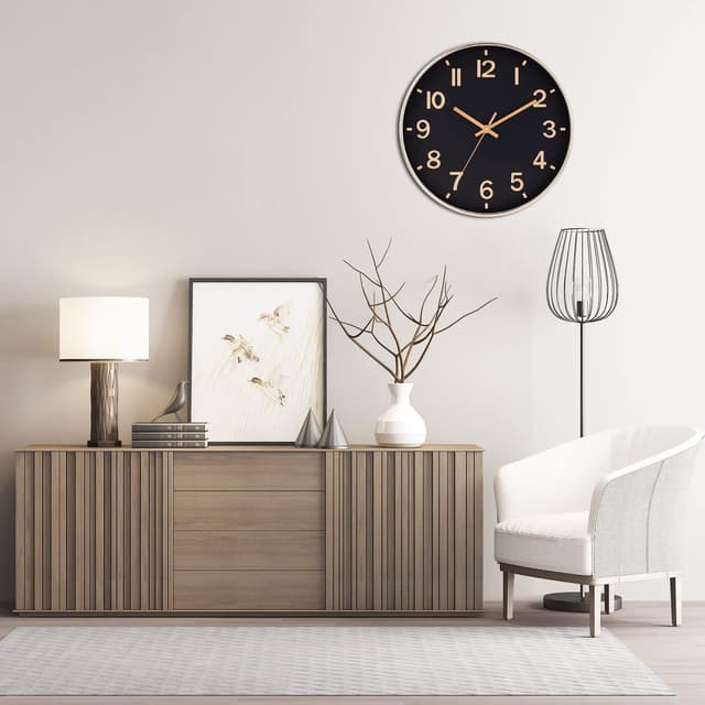 Thumbnail 5 de 12 Inch Wall Clock Silent – Modern Gold 🕰