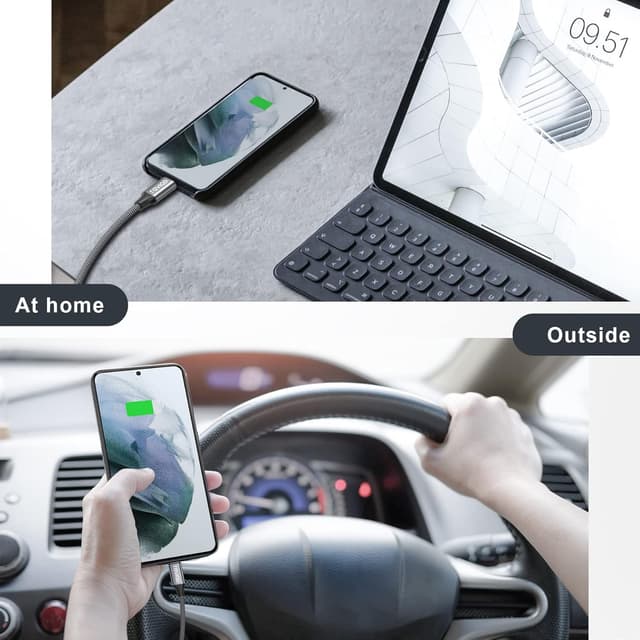 Detalle 2 de RAVIAD USB‑C Kabel 3er-Set (3 Stück, 2 m) 3,1A Schnellladekabel mit USB‑C (Nylon, reversibler Stecker)