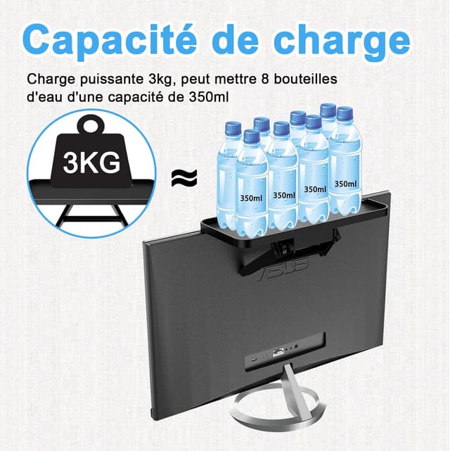 Detalle de JXMTSPW : étagère supérieure pour TV et écrans (2 pièces) en ABS