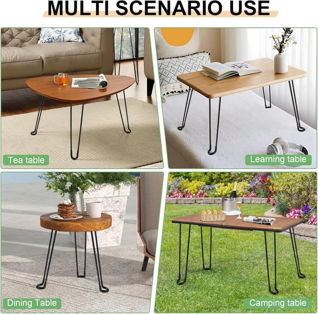 Detalle de SUPAWAY 4er Set klappbare Haarnadel-Tischbeine, 45 cm, schwarz – ideal für Couchtisch & DIY-Möbel