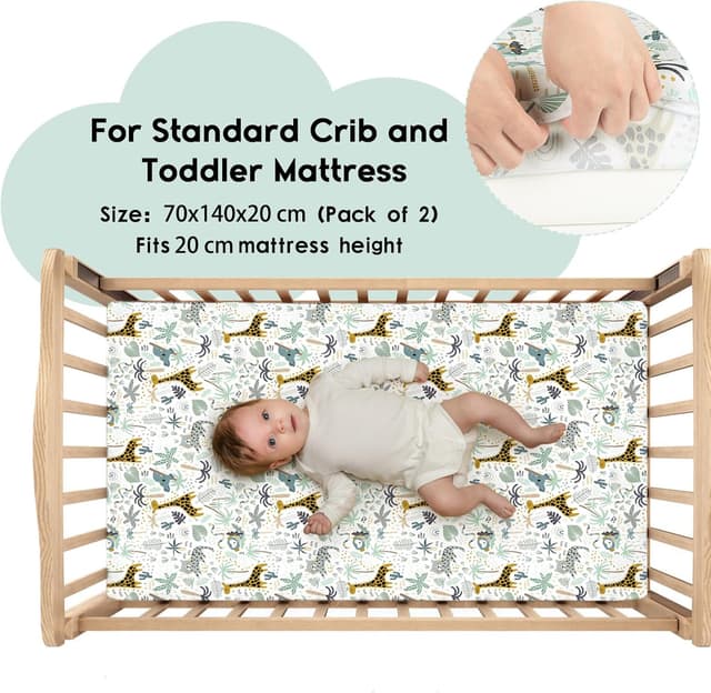 Thumbnail 1 de Yoofoss Cot Bed Sheets 140 x 70 cm fitted cotton set