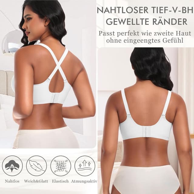 Detalle 2 de Ganado nahtloser BH Damen ohne Bügel mit tiefem V-Ausschnitt – Soft BHS Bralette
