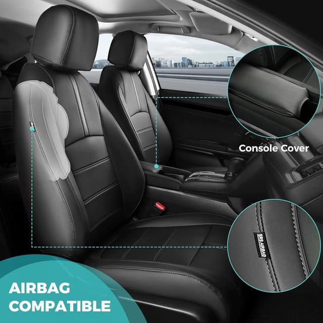 Detalle de FEINEPRO Faux Leather Seat Covers for 2016-2021 Honda Civic Sedan (Full Set, Waterproof, 60/40 Split)
