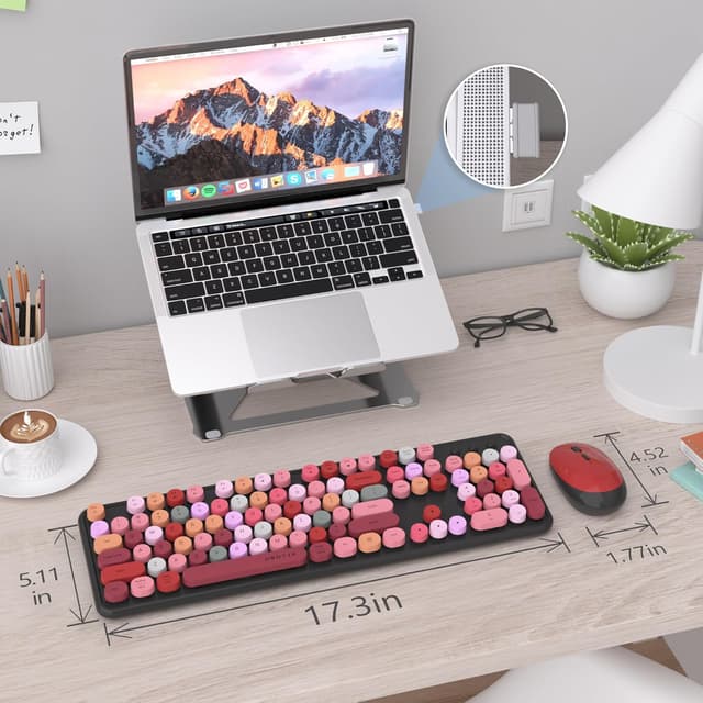 Thumbnail 5 de UBOTIE Colorful Wireless Keyboard Mouse Combo 2.4GHz 🖱