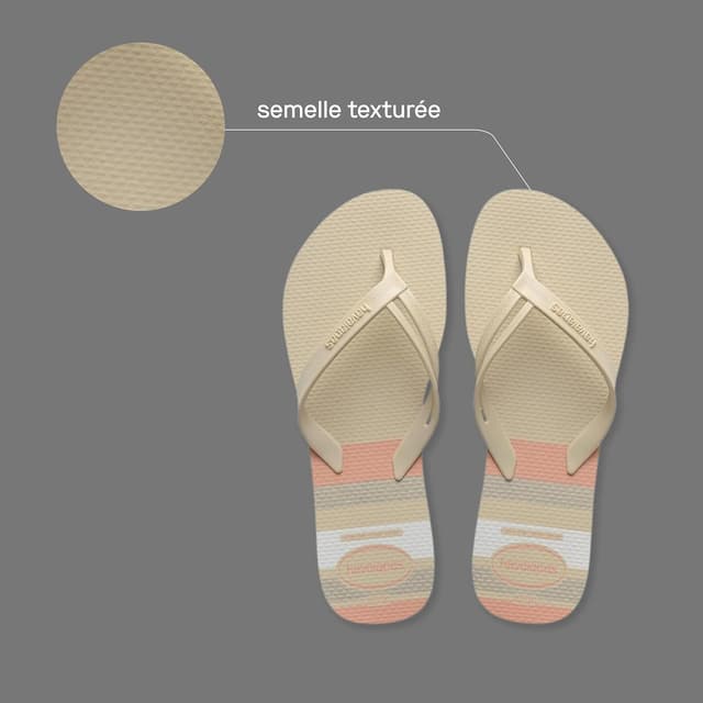 Detalle de Havaianas Elegance Print pour femme : tongs confort avec lanières élégantes et semelle antidérapante