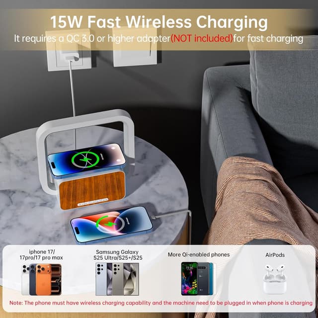 Thumbnail 3 de Bluetooth Lautsprecher Nachtlicht mit Wireless Charger