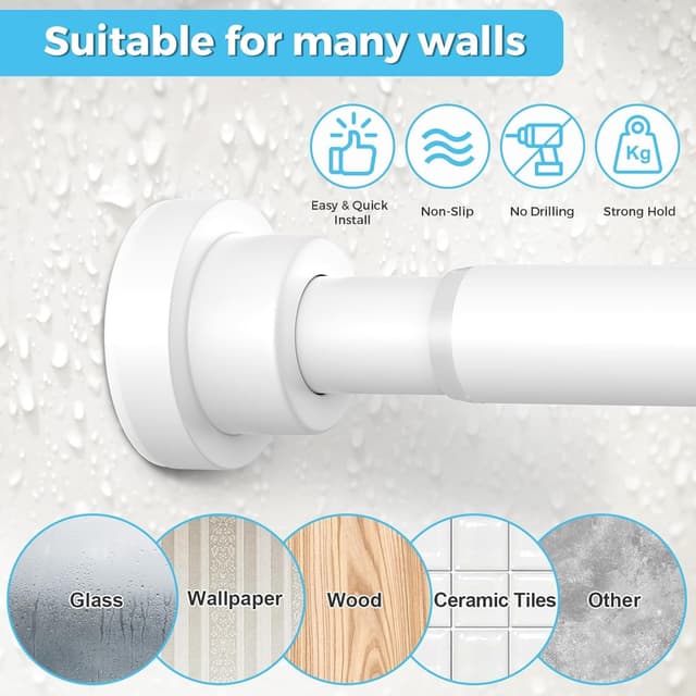 Thumbnail 2 de Shower Curtain Pole Extendable 78–195 cm