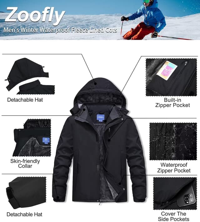 Thumbnail 4 de Zoofly Men's Mountain Ski Jacket Waterproof 1️⃣