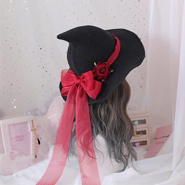 Detalle de HKSICHENGKEJIUK Witch Hat With Rose Bow