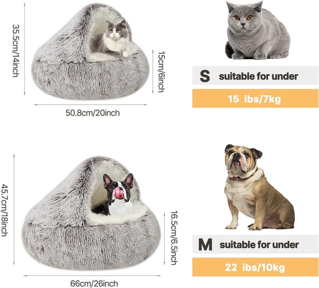 Detalle de YIGAARUI Calming Cave Dog Bed 65 cm