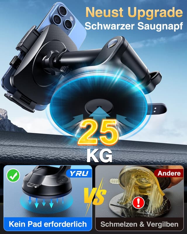 Thumbnail 4 de YRU Handyhalterung Auto Militär‑Klasse 25 kg Saugnapf