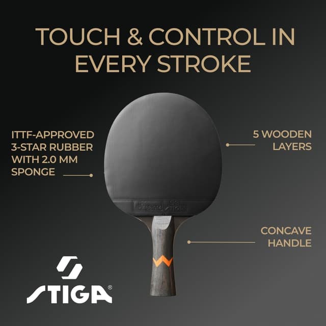 Detalle de STIGA Royal WRB Table Tennis Racket (3-Star ITTF approved) – Offensive 5-Ply with WRB System
