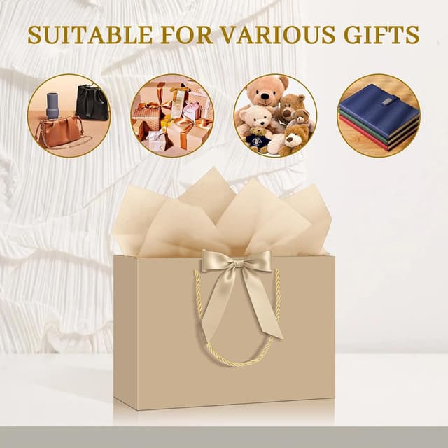 Detalle de NADSSJL 6-piece Champagne gift bags set (with tissue wrappers and greeting cards) for birthdays, weddings and Christmas