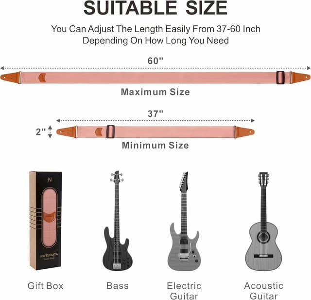 Thumbnail 6 de Nefelibata Gitarrengurt Vintage Nylon & Vollnarbenleder mit Plektrumtasche – Bass, E-, Akustikgitarre