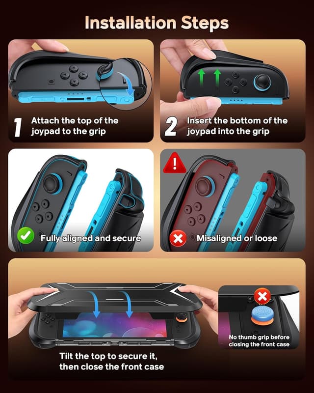 Detalle de FYOUNG Dockable Protective Case for Nintendo Switch 2 with Hard PC Front Cover and Adjustable Kickstand