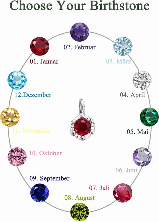 Detalle de Maynor Geburtsstein-Halskette für Damen aus 925 Sterling Silber mit Zirkonia-Anhänger (12 Farben, personalisierbar)