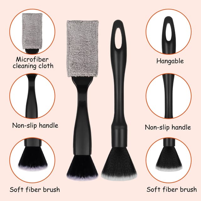 Detalle de xiluuyou 9-teiliges Auto-Reinigungsbürsten-Set – Pinsel für Innenraum & Außen