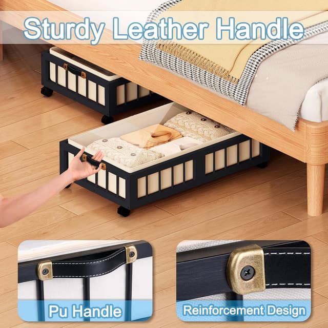 Thumbnail 5 de efluky 2-Pack Bamboo Under Bed Storage, Rolling 2