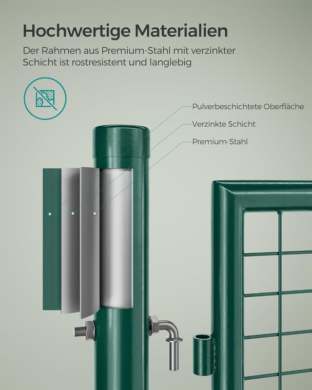 Thumbnail 4 de SONGMICS Gartentor grün verzinkter Stahl 87x125 cm