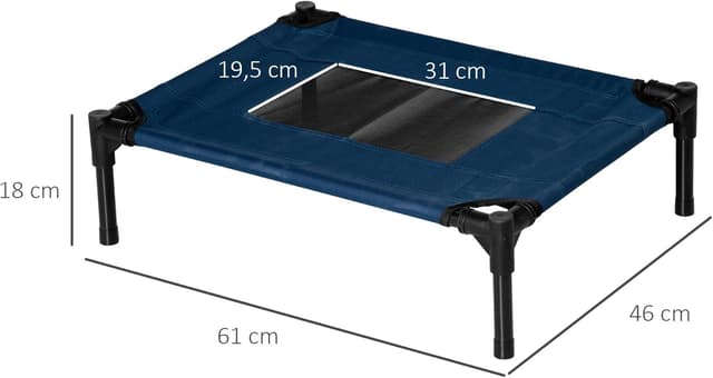 Thumbnail 6 de PawHut lit surélevé pour chiens et chats (tissu Oxford/textilène) bleu et noir 61 x 46 x 18 cm