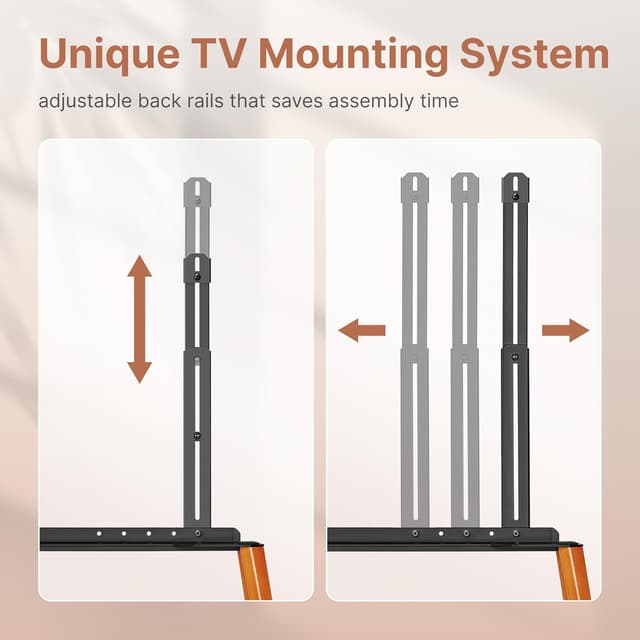 Detalle de ECOTINY TV-Ständer mit Rollen für 49–75 Zoll (bis 40 kg) – Metallstruktur & Holzablage