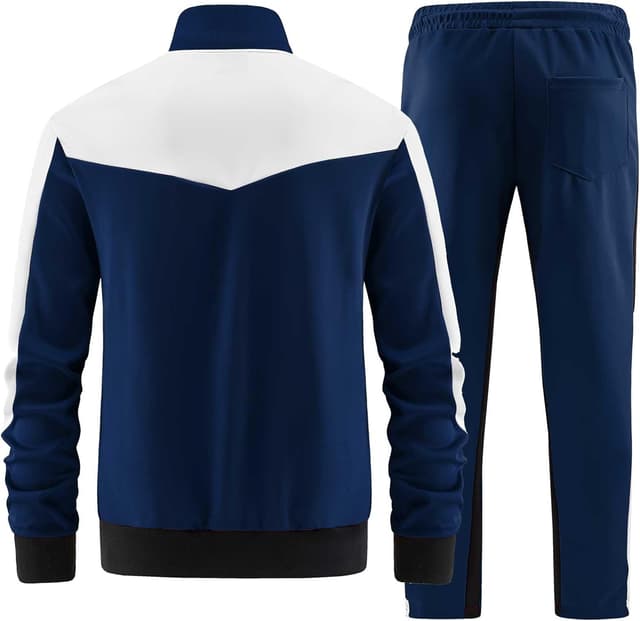 Detalle 2 de ANOTWENER Herren Trainingsanzug-Set mit Kontrastdetails und durchgehendem Reißverschluss