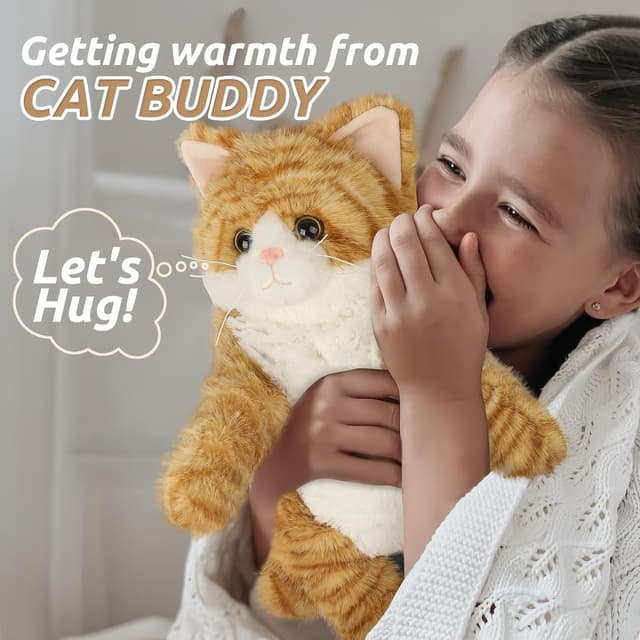 Detalle de Orange Tabby Cat Microwavable & Coolable Stuffed Animal (36cm) with Lavender Scent