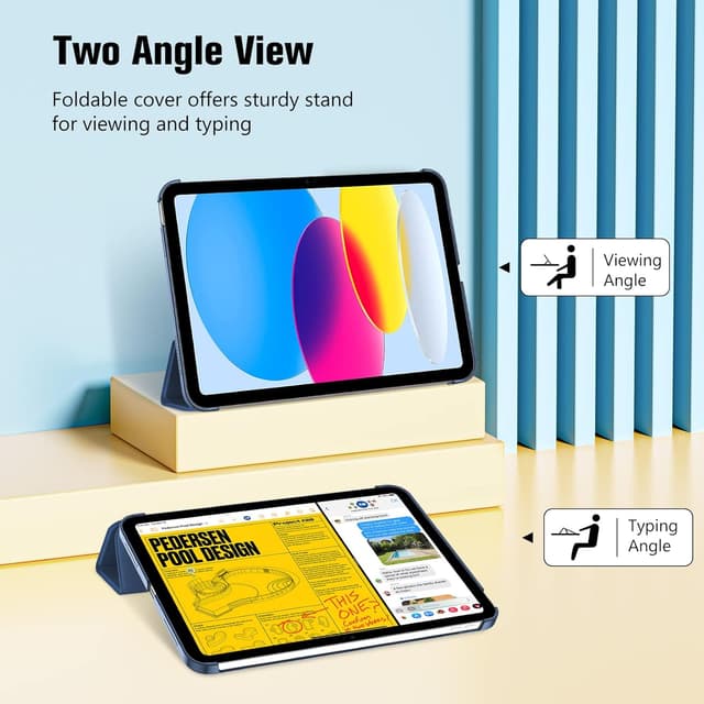 Detalle de ProCase Hülle für iPad A16 (11. Generation 2025) & iPad 10. Generation 10,9" – dünnes Hardcase Smart Cover (Navy)