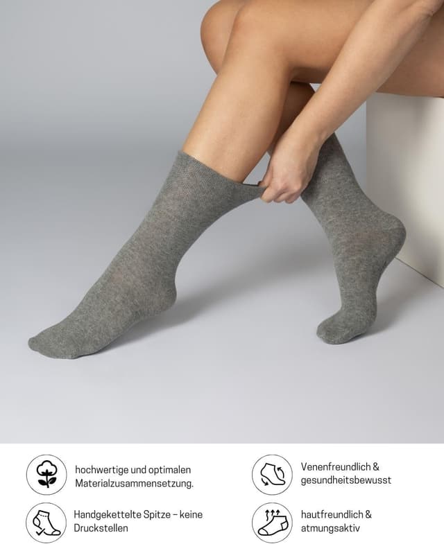 Detalle de sockenkauf24 Diabetikersocken ohne Gummi & ohne Naht – 97% Baumwolle (6 Paar) für Damen & Herren