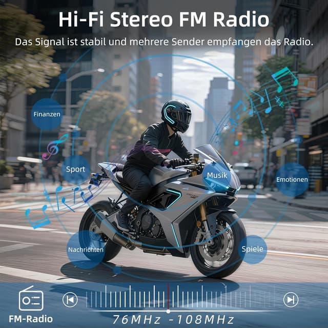 Detalle de WAYXIN X2 Motorrad Intercom mit integrierter Bluetooth-Gegensprechanlage, bis 4 Fahrer, HiFi-Klang & FM-Radio (IP67, 2er-Set)