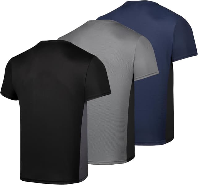 Detalle de AMZSPORT set da 1/3/5 t-shirt sportive da uomo traspiranti a girocollo