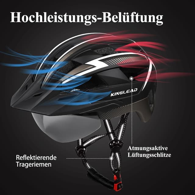 Detalle 2 de KINGLEAD Fahrradhelm mit Visier 310 g