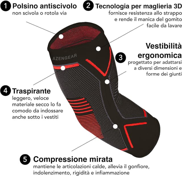 Detalle 2 de aZengear Gomitiera di compressione per epicondilite (2 pezzi) taglia L