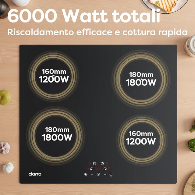 Thumbnail 4 de CIARRA CABBIH4-F Piano Cottura Induzione 59 cm 6000 W