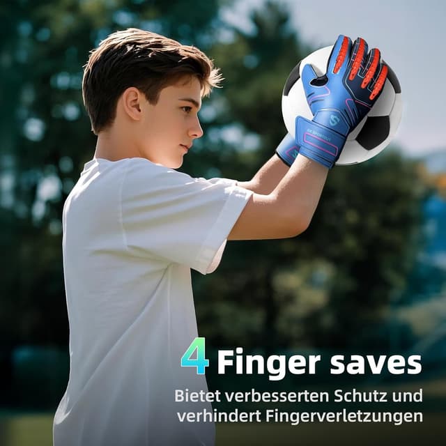 Detalle de Sportout Youth & Adult Goalie Goalkeeper Gloves with Finger Protection and 4+3MM Latex Grip