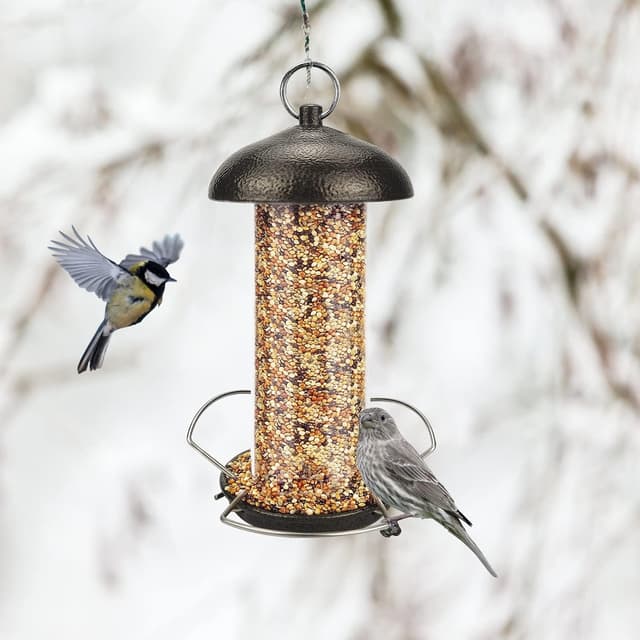 Detalle de Urban Deco Hanging Bird Seed Feeders Set (Metal Tube) – Mixed Seed & Peanut Feeders with Hanger